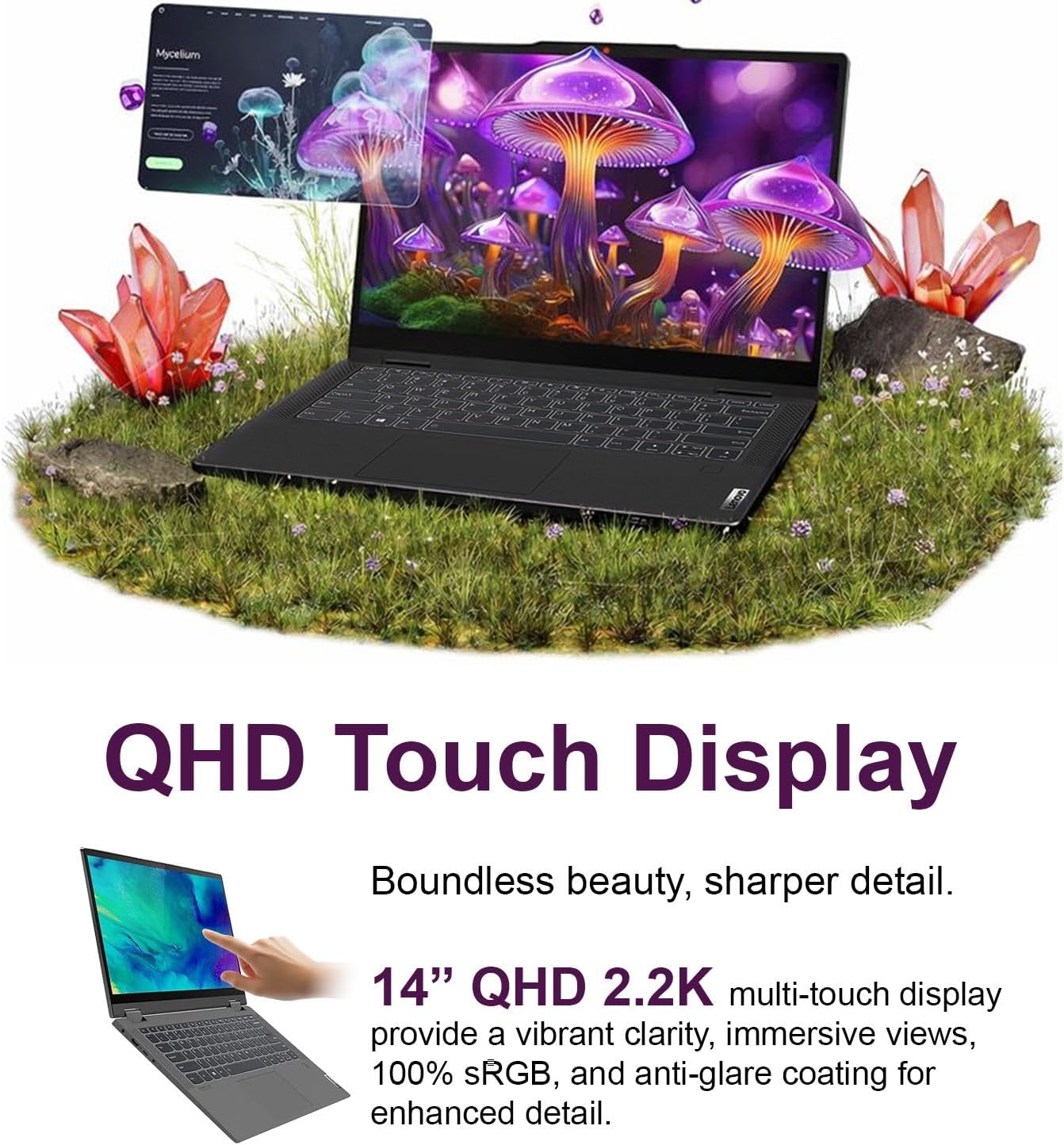 Lenovo IdeaPad 14' 2.2K QHD 2-in-1 Touchscreen Laptop | AMD Ryzen 7 Processor | Win 11 | 16GB RAM | 2TB PCIe SSD | Backlit Keyboard | Fingerprint | 1080P Camera | Convertible Laptop for Work & Study