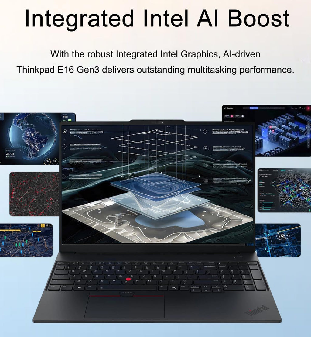 Lenovo ThinkPad E16 Gen 3 Business AI PC Laptop (16' FHD+ Anti-Glare, Intel 12-Core Ultra 5 225U (> i7-1365U), 16GB DDR5 RAM, 512GB SSD), Fingerprint, 1080P IR Webcam, Thunderbolt 4, Win 11 Pro