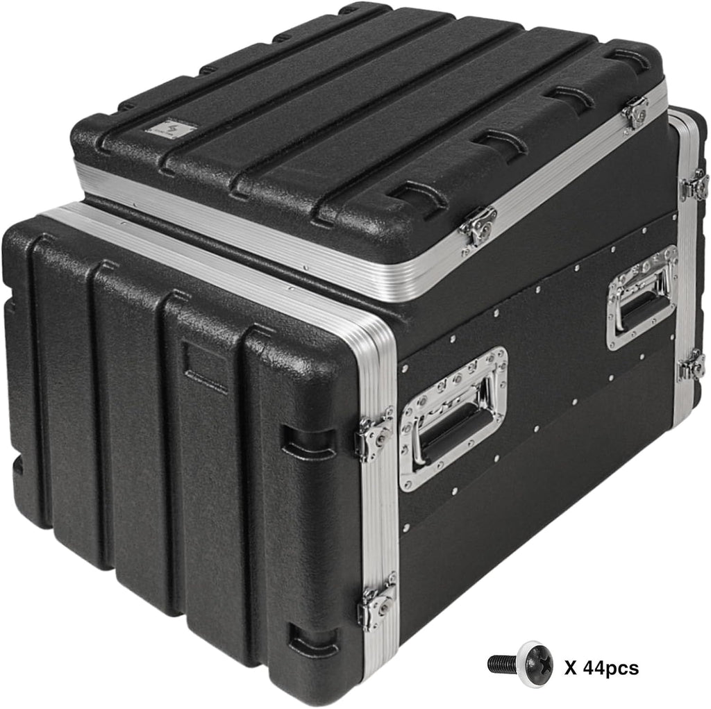 Sound Town Lightweight and Compact 8U ATA ABS Rack Case, with Slant Mixer Top, 21' Depth, 10U Top and 8U Side Spaces (STMR-A10X8U)