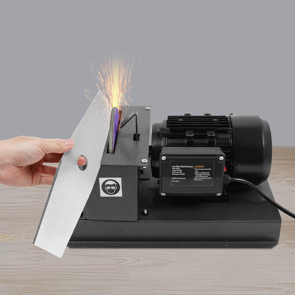 Lawn Mower Blade Sharpener Grinder, Electric Blade Sharpening Machine with 7'/9' Grinding Wheel, for High/Low Lift & Gator Blades, Workshop & Garage Tool, 120V US Plug (1HP 750W)