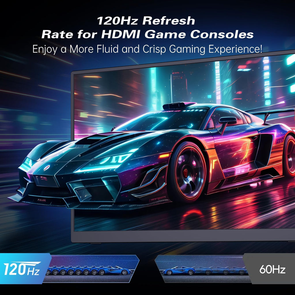 Portable Monitor 2K 120Hz, 17.3'' QHD 2560x1440P 100% DCI-P3, Ultra Slim Travel Gaming Monitor with Kickstand, USB-C HDMI HDR External Screen for Laptop PC Mac Xbox Switch PS5/4