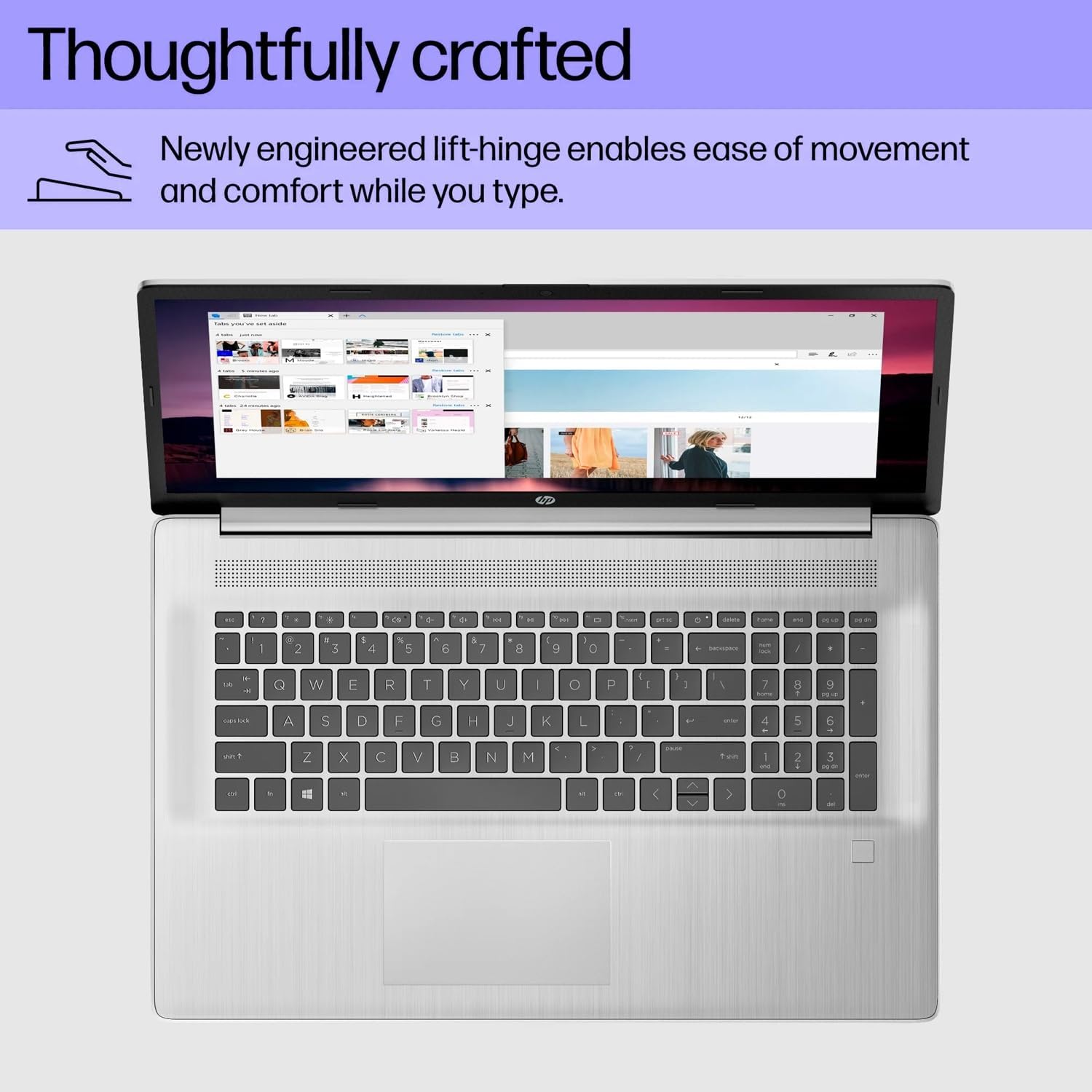 HP Essential Laptop, 17.3' FHD Screen, Intel Core i3-N305, 32GB RAM, 1TB SSD, Webcam, HDMI, Fingerprint Reader, Wi-Fi 6, Bluetooth, Windows 11 Home, Sliver