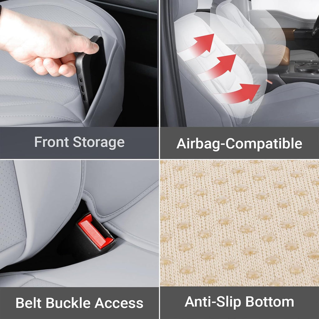 Coverland Custom Car Seat Covers Compatible with 2004-2008 Toyota Solara Convertible - Premium Leather Non-Slip Memory Foam Waterproof Seat Cover Custom fit Interior Protector [Full Set-Gray]