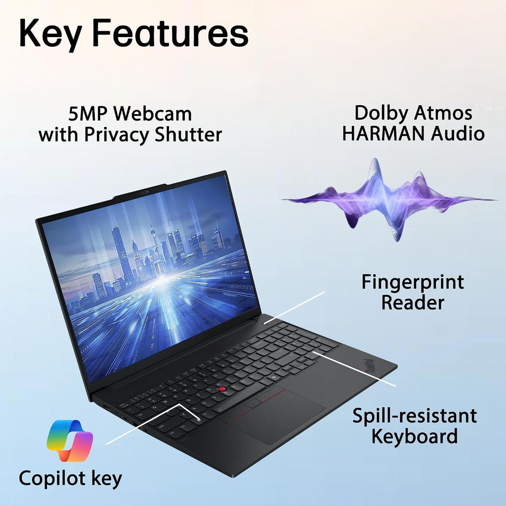 Lenovo ThinkPad E16 Gen 3 Laptop Computer for Business, Lifetime Office 365, Intel Ultra 7 255H, Arc 140T, 16GB DDR5 RAM, 512GB PCIe SSD, WiFi 6E, 16' FHD+, Webcam, Windows 11 Pro, Type C RJ45 Cable