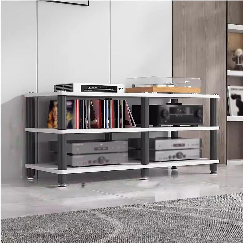 Audio Video Equipment Tower Rack, Stereo Cabinet, Turntable Receiver Stand, Home Office Media TV Component Storage Unit