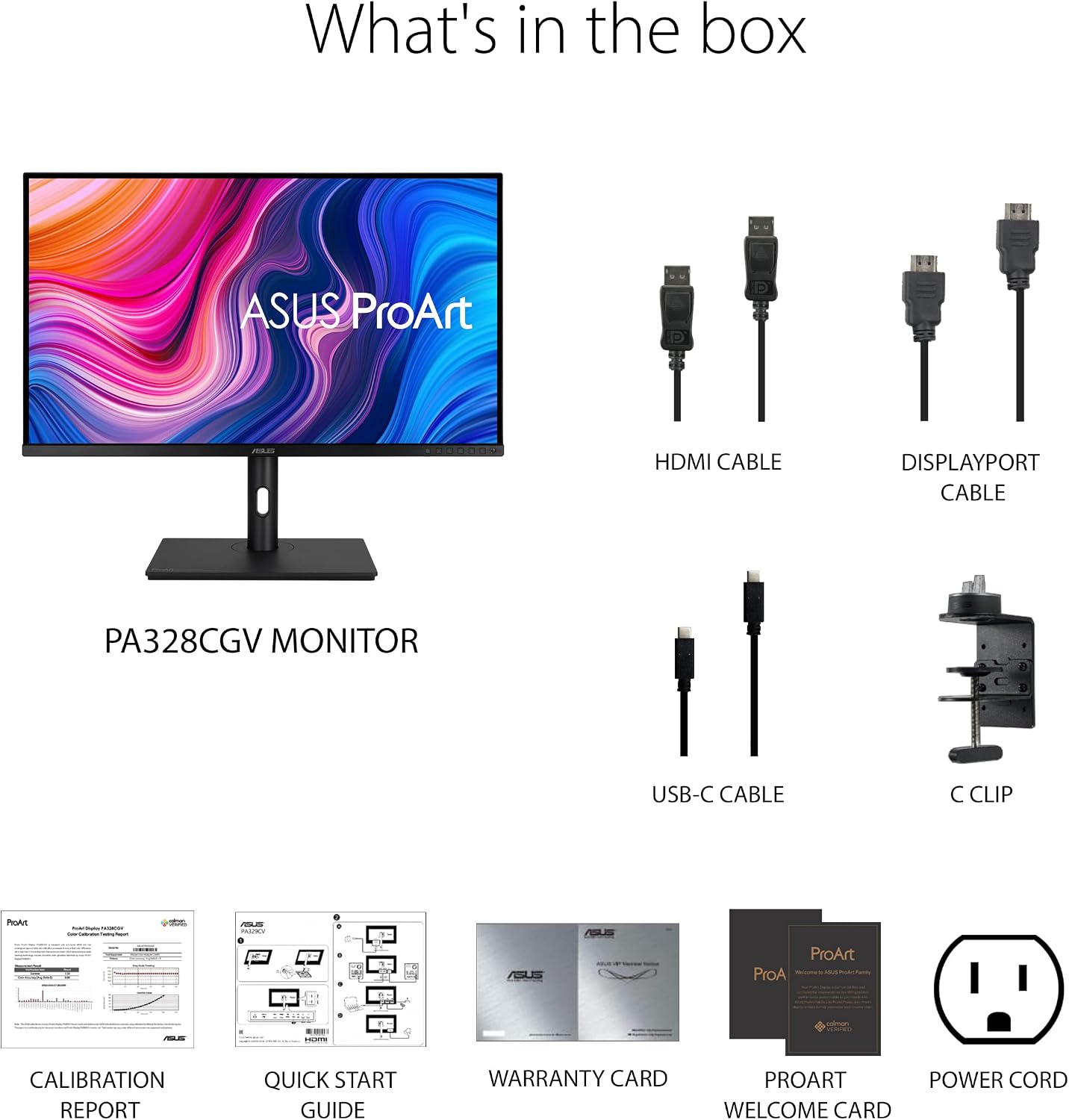 ASUS ProArt Display 32' 1440P Monitor (PA328CGV) - IPS, 165Hz, 95% DCI-P3, 100% sRGB/Rec.709, ΔE < 2, Calman Verified, USB-C Power Delivery, HDMI, USB 3.1 Hub, Compatible with Laptop & Mac Monitor