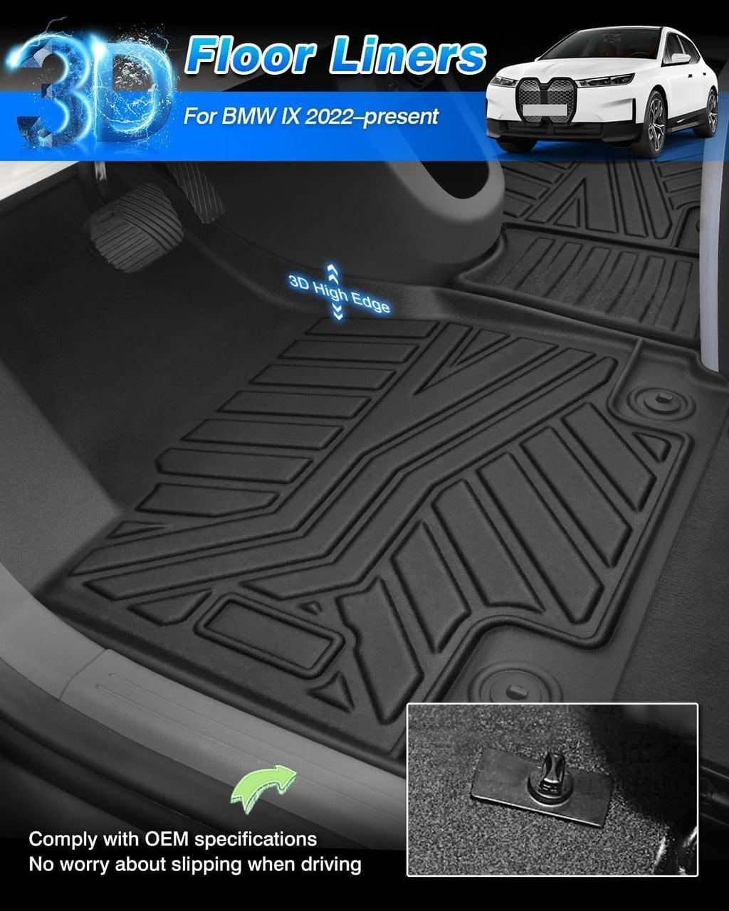 Cartist Floor Mats for BMW IX 2022-2025 2026, All Weather Floor Mat and Cargo Liner for IX Accessories, Heavy Duty Car Mats, Car Accessories