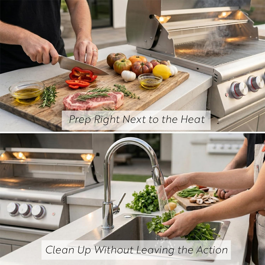 BLAZE BBQ Outdoor Gas Grill Package of 32' LTE Built-in Gas Grill, LTE Gas Griddle, LTE Gas Power Burner, 32' Door & Two Drawers Combo, Trash Drawer, Double Access Door, Refrigerator, and Accessories