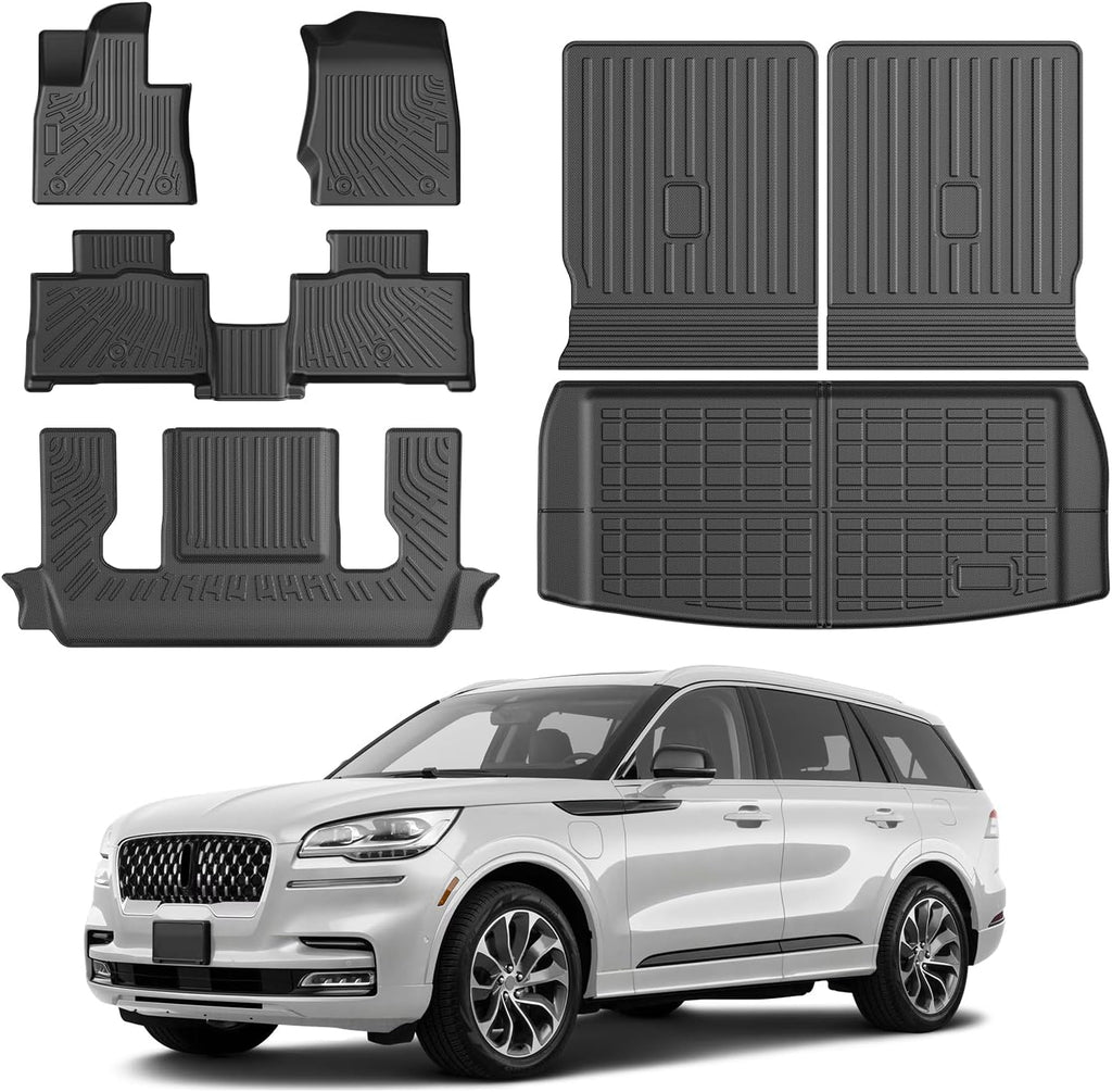 Aviator Floor Mats - Car Mats for Lincoln Aviator 2020-2025, All Weather Floor Mats and Cargo Liner for Aviator Accessories, Heavy Duty Rubber Mats, Car Accessories