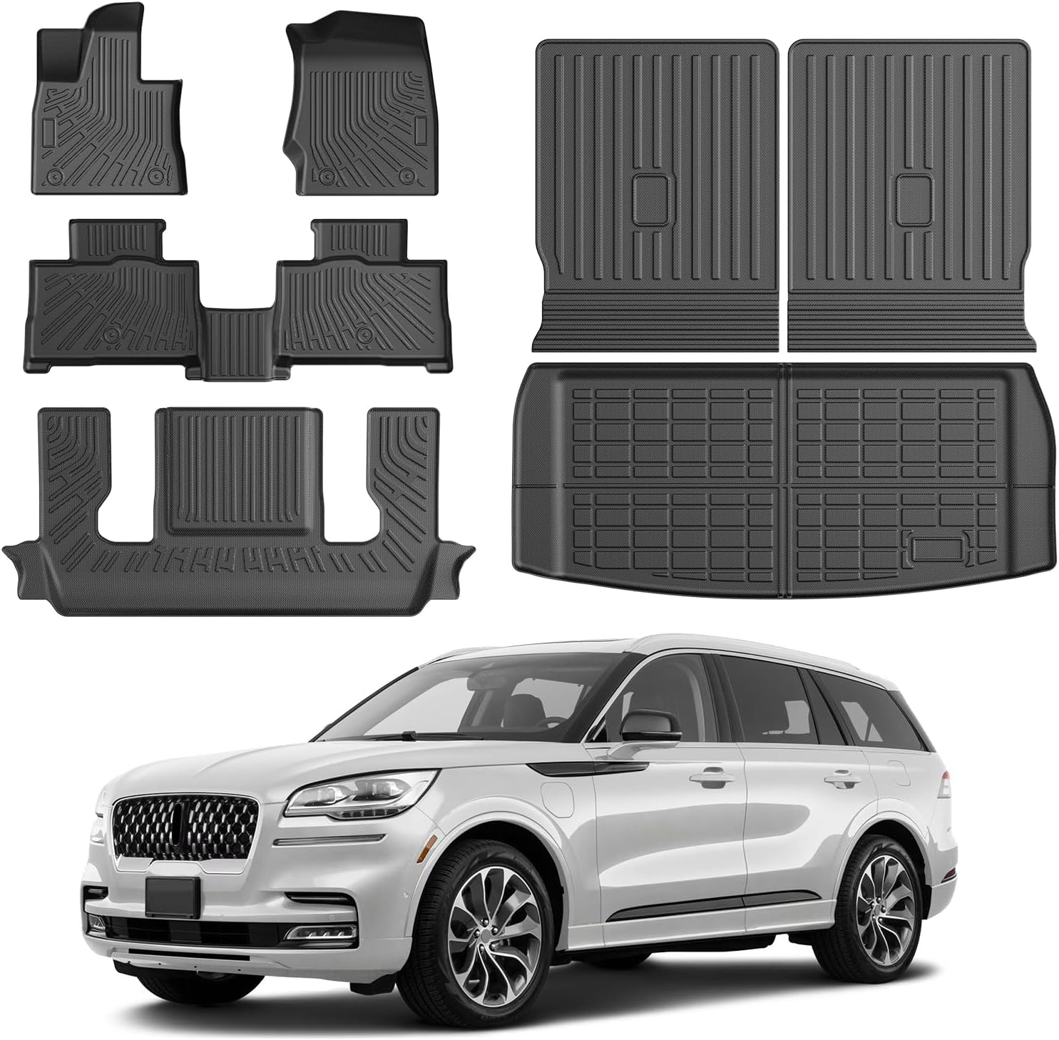 Aviator Floor Mats - Car Mats for Lincoln Aviator 2020-2025, All Weather Floor Mats and Cargo Liner for Aviator Accessories, Heavy Duty Rubber Mats, Car Accessories