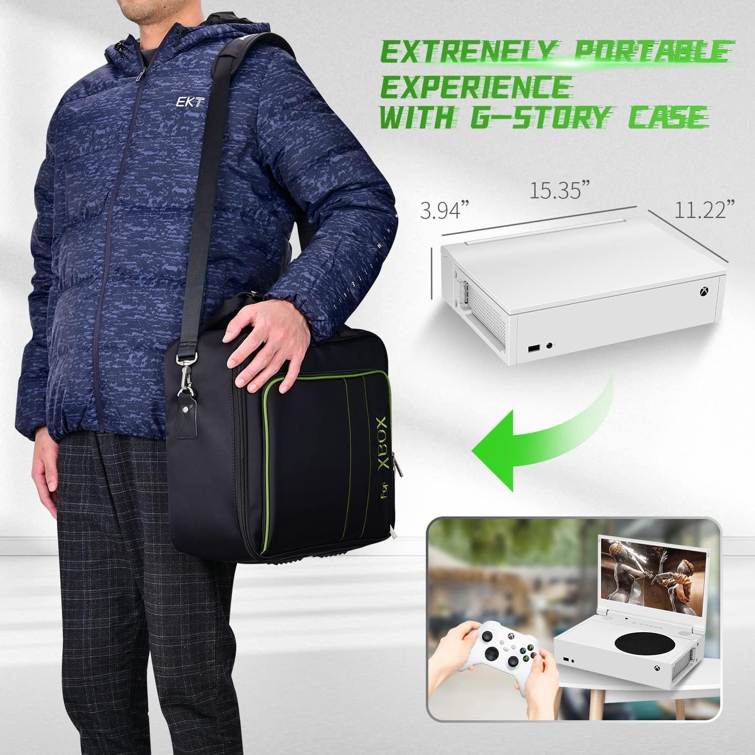 G-STORY 14'' Portable Monitor for Xbox Series S, 1080P Portable Gaming Monitor IPS Screen for Xbox Series S（not Included） with Two HDMI, HDR, Freesync, Game Mode, Travel Display for Xbox Series S