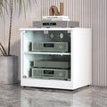 Media Storage Cabinet, Modern AV Cabinet with Glass Doors, Heavy Duty Audio Component Rack, Audio Stand Perfect for DVD Players/Game Console/TV Box(60cm/23.6in)