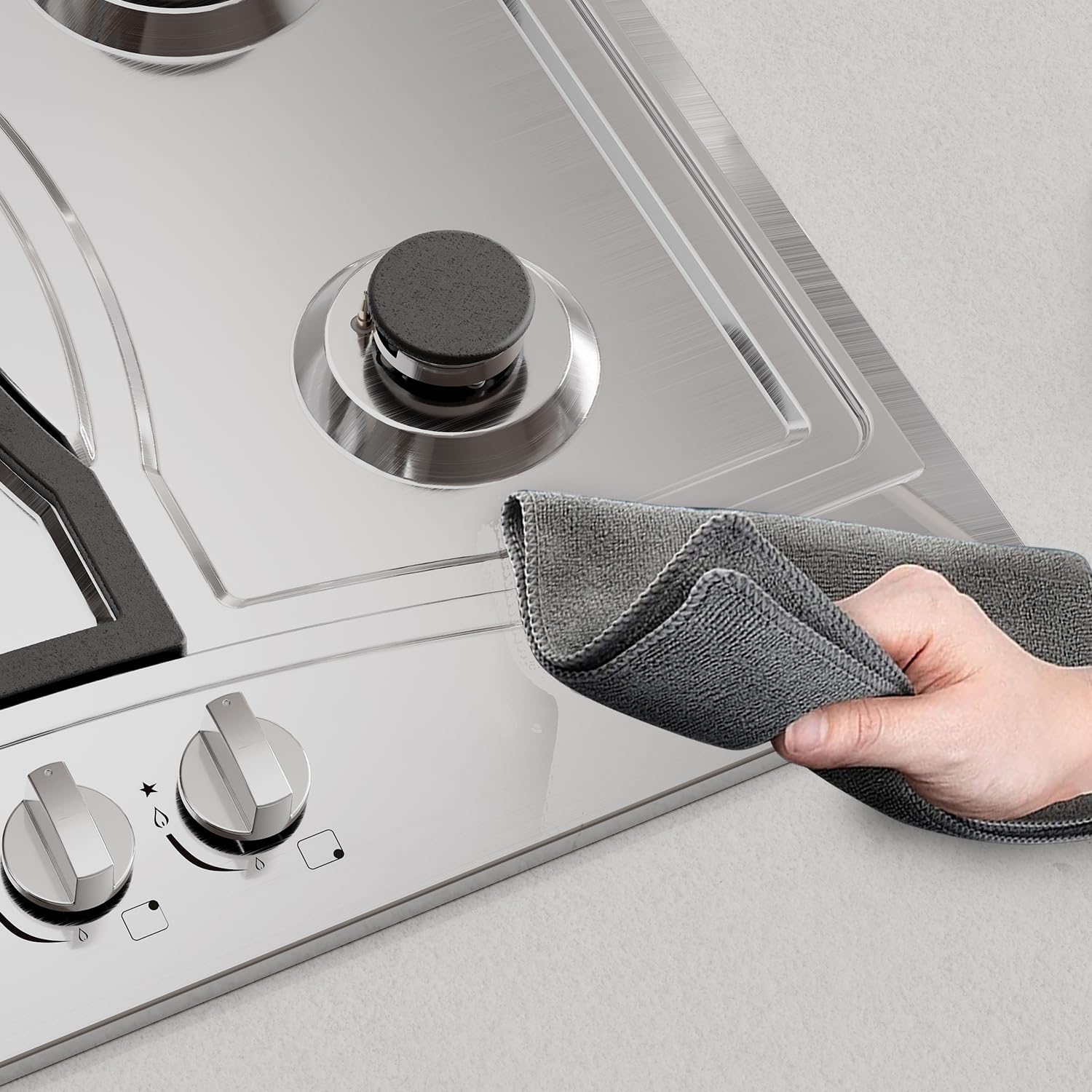Empava 30' Gas Cooktop with 5 Italy Sabaf Sealed Burners NG/LPG Convertible Stainless Steel in Black Model 2020, 30 inches