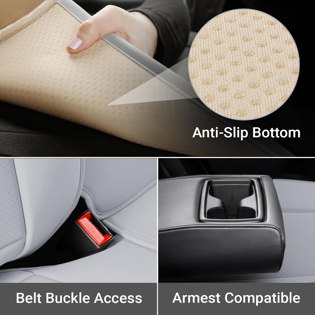 Coverland Custom Car Seat Covers Compatible with 2004-2008 Toyota Solara Convertible - Premium Leather Non-Slip Memory Foam Waterproof Seat Cover Custom fit Interior Protector [Rear-Gray]