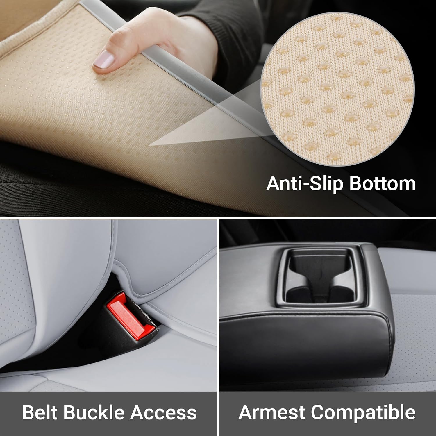 Coverland Custom Car Seat Covers Compatible with 2004-2008 Toyota Solara Convertible - Premium Leather Non-Slip Memory Foam Waterproof Seat Cover Custom fit Interior Protector [Rear-Gray]