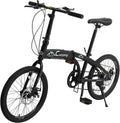Ktaxon 20 in Folding Bike Adult Bike, 7-Speed Folding Bicycle with 100% Assembled, Double Shock Effect, Powerful Mechanical Dual Disc Brakes and Adjustable Design (Black & Green)