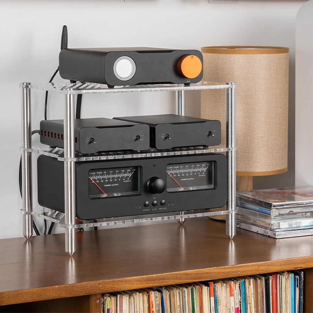 3-Tier AV Media Stand Corner Shelf Multifunctional Entertainment Center, AV Equipment Cabinet Display Stand, Audio Storage Rack for Living Gaming Room