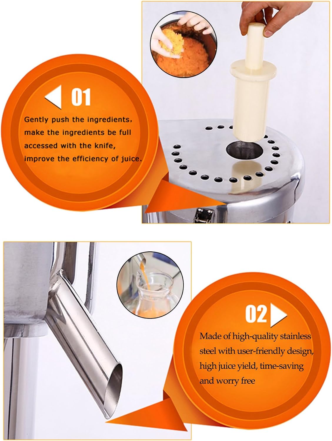 TECHTONGDA Commercial Juice Extractor Stainless Steel Juicer Extractor Fruit and Vegetable Juice Maker Squeezer 110V Heavy Duty Centrifugal Juicer Machine Extract 11-22lb per Minute Juice Amount