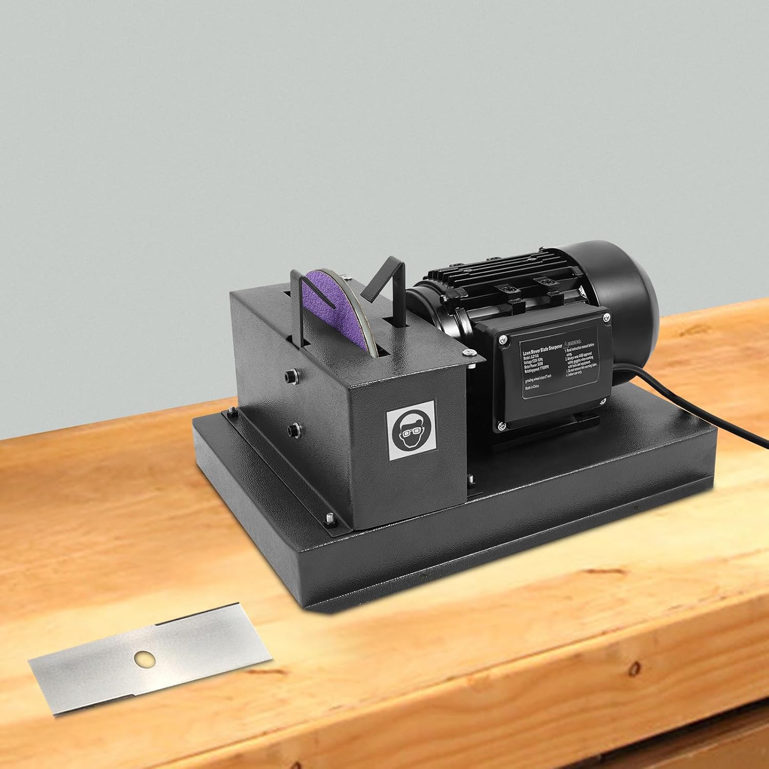 750W Lawn Mower Blade Sharpener 1700 RPM Grinder Sharpening Machine with 7'/9' Grinding Wheel for High/Low Lift & Gator Blades (1HP 750W)