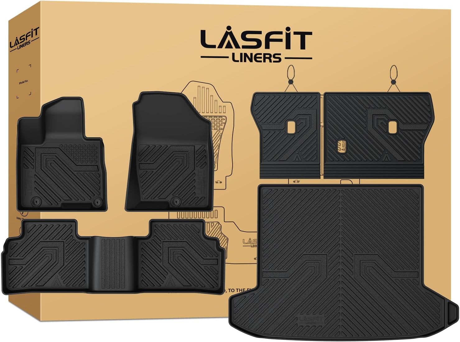 LASFIT Floor Mats & Cargo Mat with Seatback for Hyundai Tucson Gas 2026 2025 2024 2023 2022 SEL/SEL Convenience/SE/XRT, All Weather TPE Car Mats Custom Fit Tucson 2022-2026 Floor Liners & Trunk Mat