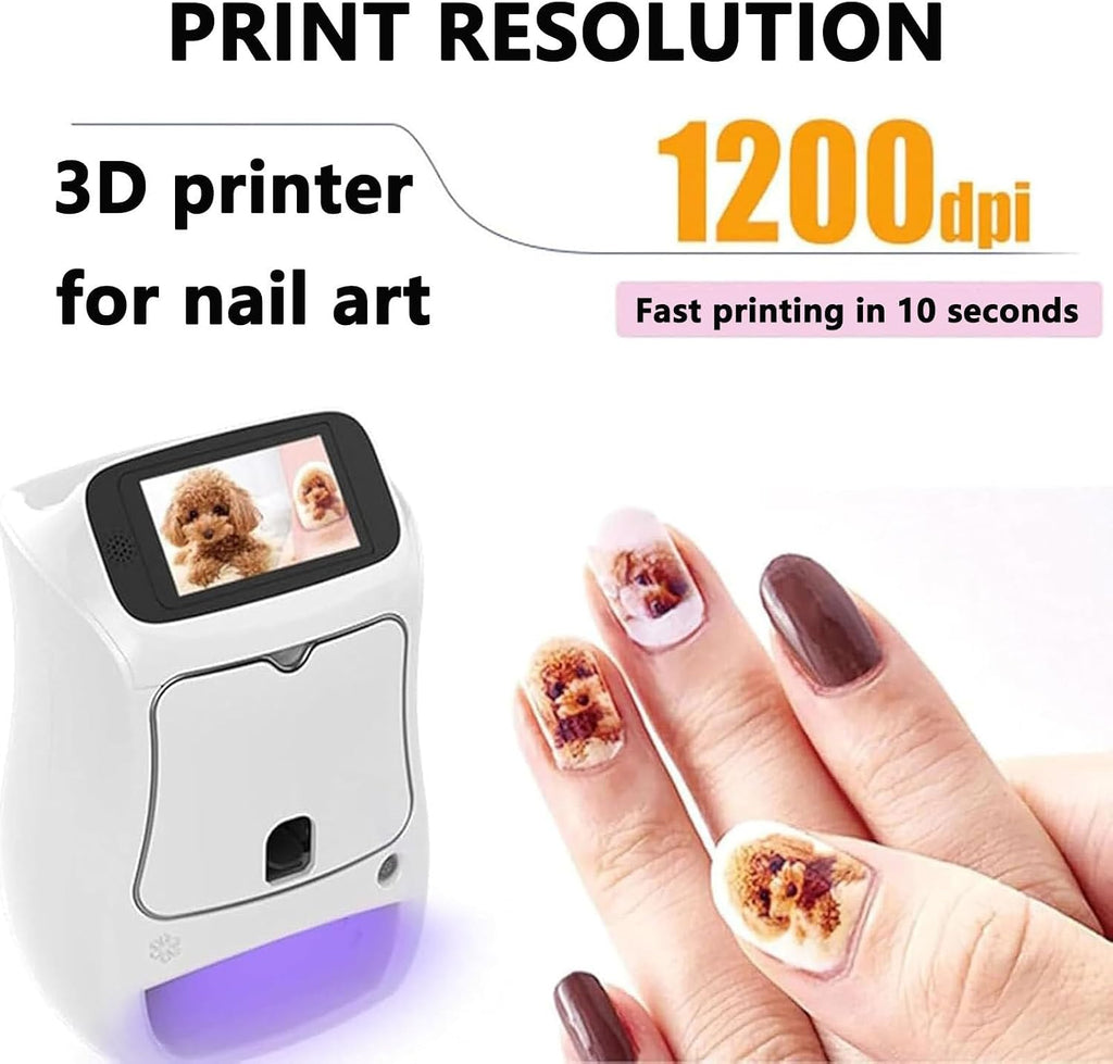 Smart 3D Nail Printer Robot - Fast 10s Digital Nail Art Machine for Kids & Salons, Professional Nail Art Device for Enthusiasts, Easy & Creative Manicure Solution