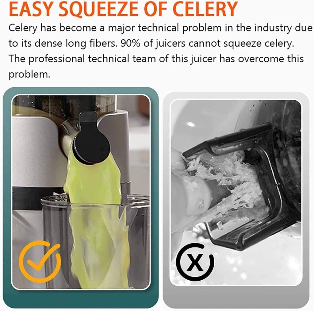 200W Masticating Juicer, 1.4L Cold Press, 160nm Slow Juicer with 13cm Wide Feed Port, High Juice Yield & Easy Clean, Grey