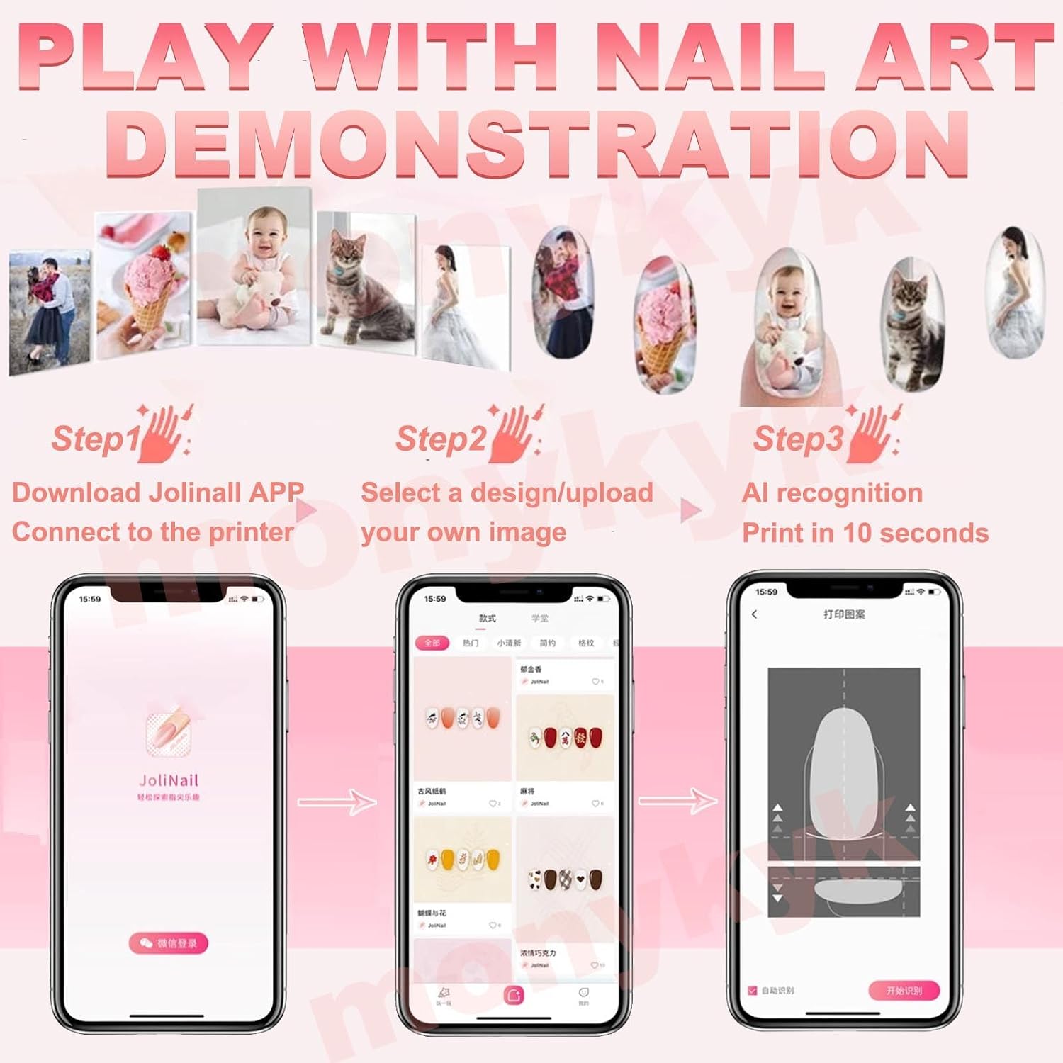 Smart 3D Nail Printer-App/WiFi Connection Control/Ink Cartridges,10s Gel Nail Art | 4800 Dpi Chip-Resistant Prints | Auto Nail Detection for Perfect DIY Manicures,Girls' Home Nails