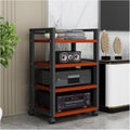 Audio Component Rack Media Stereo Stand Equipment Shelf 3 4 5 Tier, Free Standing Heavy Duty Media Storage Stands on Wheels, Commercial Home（Black-#3-4 layer）
