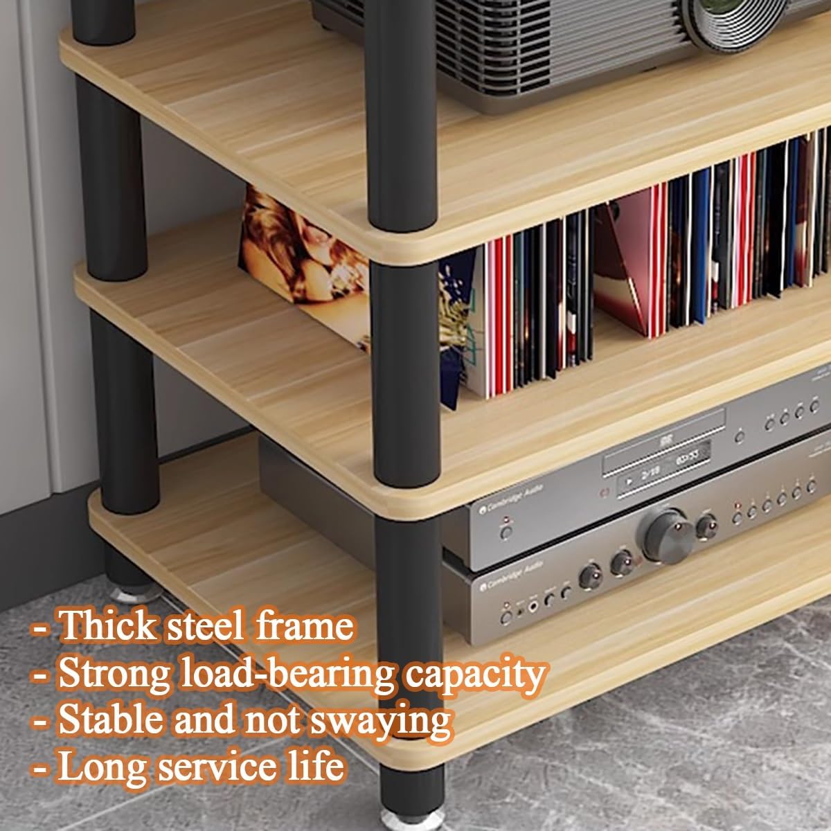 4 Tier Audio Video Equipment Rack Stereo Component Console Stand Media Cabinet, Speaker Amplifier Record Player CD Turntable Receiver Shelves Gaming Devices Electronic Storage U(White-4 Tier)