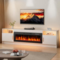 EAG 80' Electric Fireplace TV Stand with 42 inch Fireplace Up to 90' TVs, Entertainment Center with with Storage Cabinet & LED Lights, Modern Media Console for Living Room, White