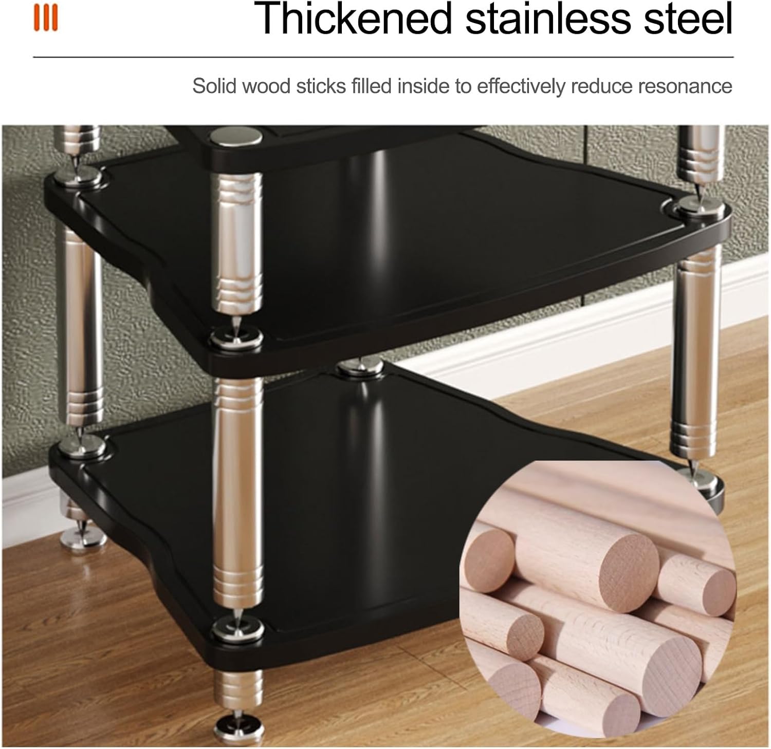 Stereo Racks and Stands AV Media Stand Audio Shelf, CD Rack Entertainment Stereo Component Organizer, for Home/Office/Theater Corner Entertainment Center(Brown,61.5cm/24.2in)