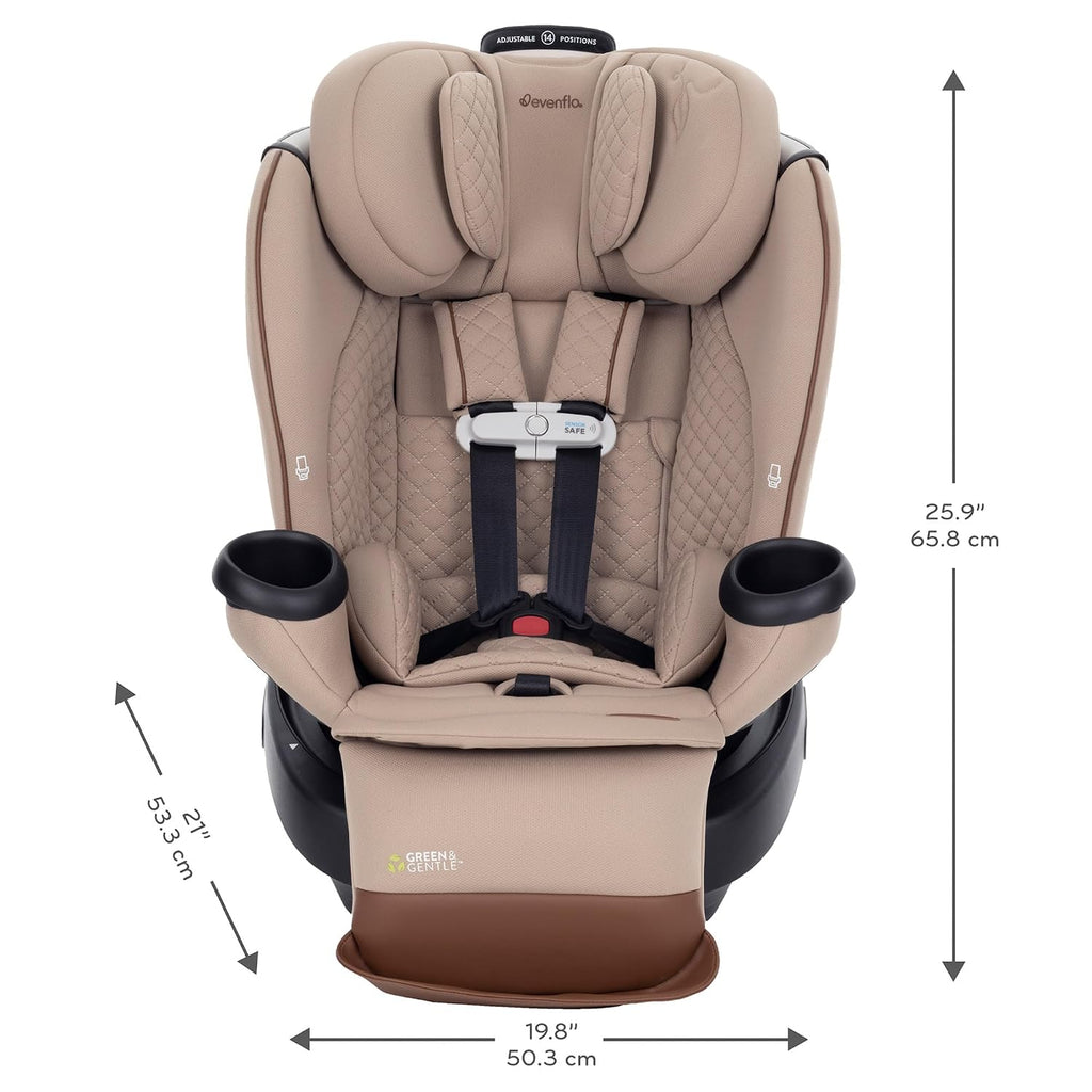 Evenflo Revolve360 Extend All-in-One Rotating Car Seat with Green & Gentle Fabric (Travertine)