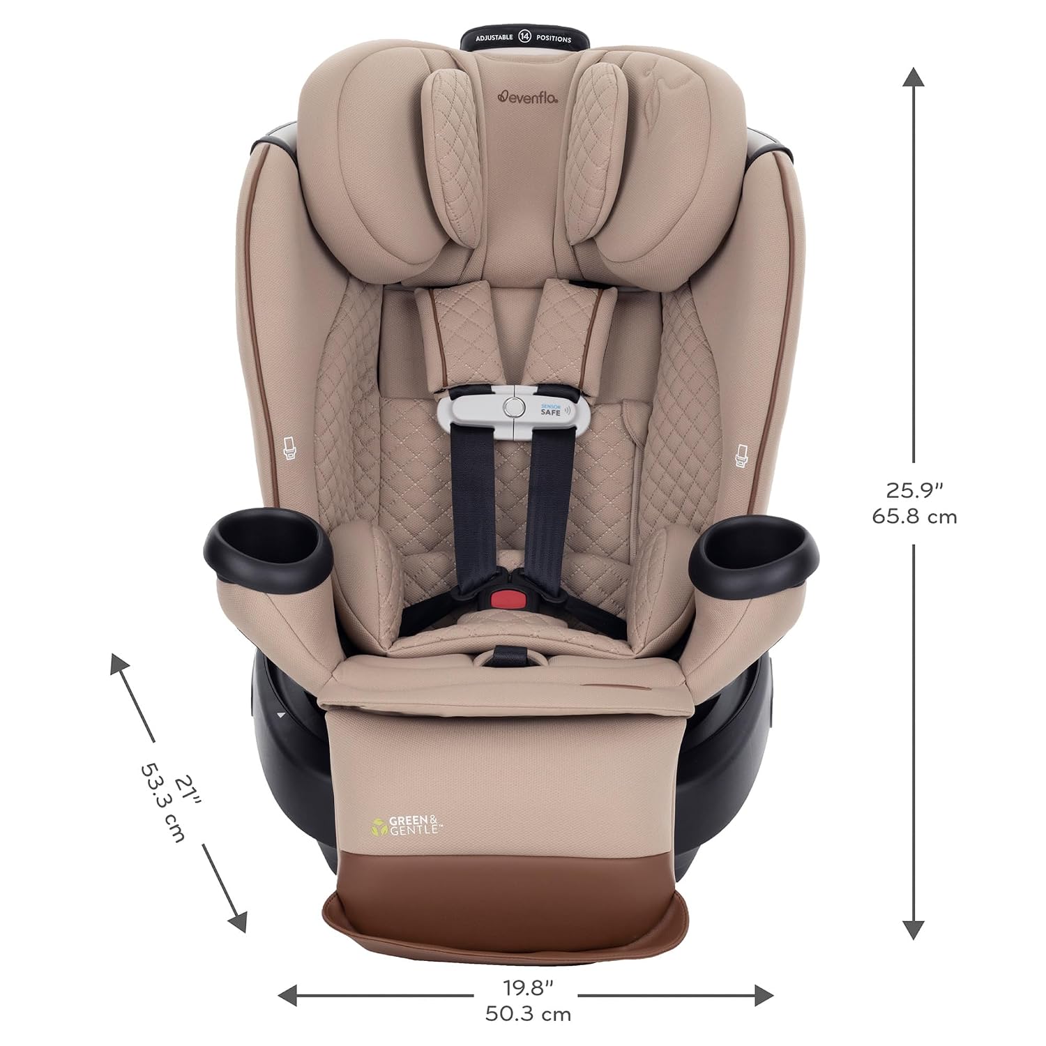 Evenflo Revolve360 Extend All-in-One Rotating Car Seat with Green & Gentle Fabric (Travertine)