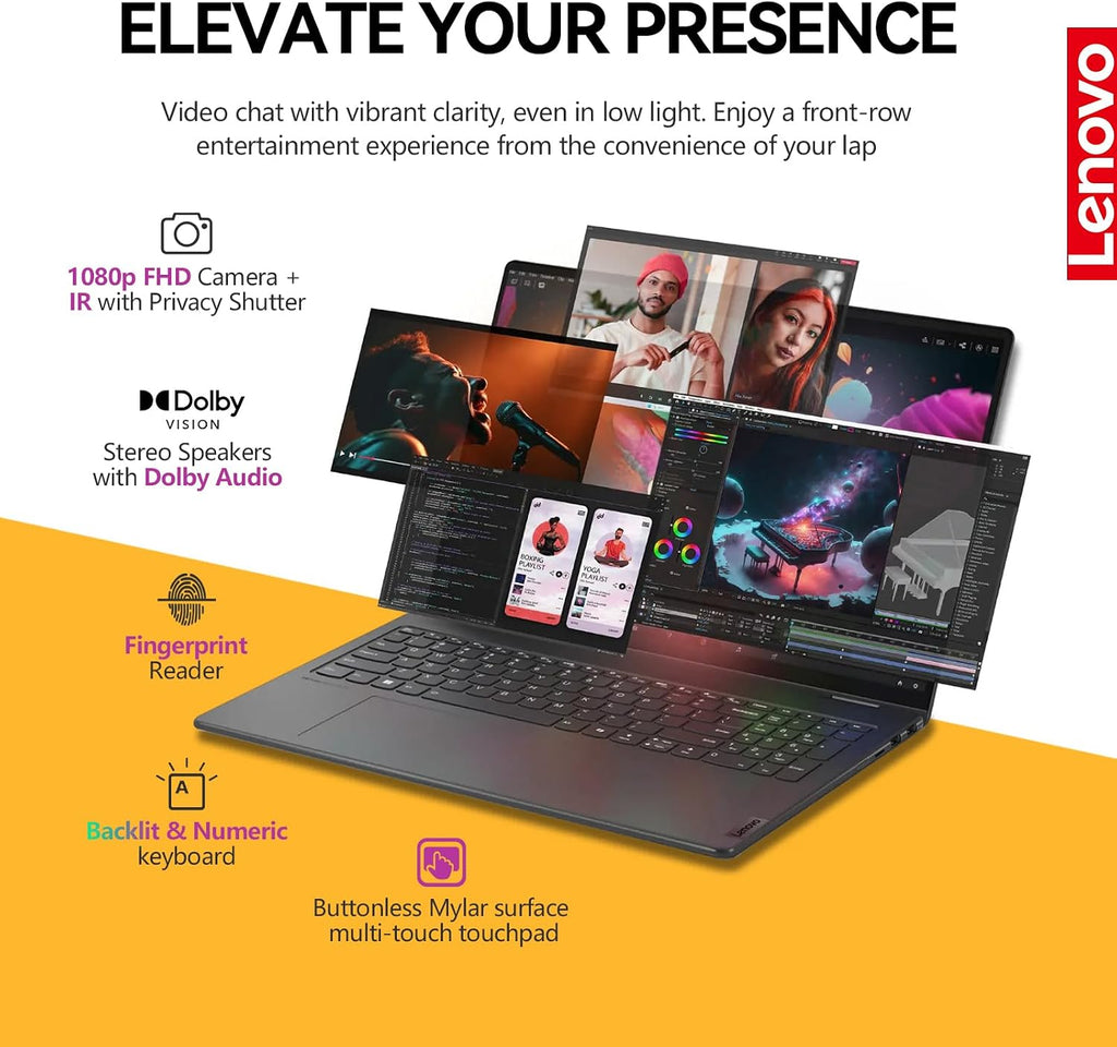 Lenovo Yoga 7i 2 in 1 Laptop Touchscreen, 16' FHD+ 360 Foldable Touch Screen Convertible, Intel Core Ultra 7, Windows 11 Pro Laptop PC, 16GB DDR5 RAM 512GB SSD, Backlit 10-Key, Fingerprint