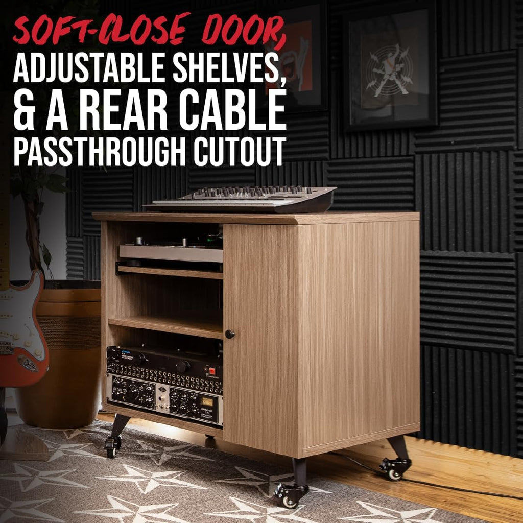 Gator Frameworks Elite Furniture Series Sidecar Cabinet with with Configurable Rack Space & Shelving Natural Maple Finish, (GFW-ELITESIDECAR-MPL)