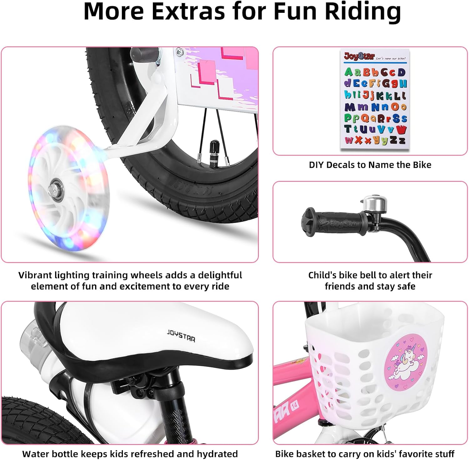 JOYSTAR Pluto 12 14 16 18 20 Inch Kids Bike with Light Up Training Wheels, Kids' Bicycle for Boys Girls Age 3-12 Years, Children Bikes, Multiple Colors