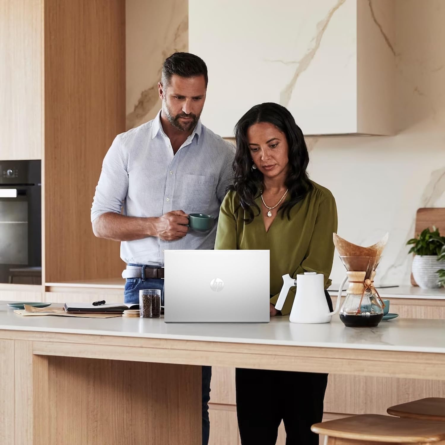 HP Stream Laptop, 14' HD Display, Intel Celeron N4120 Processor, 16GB Memory, 320GB Storage (64GB eMMC + 256GB Card), 1-Year Office 365, Webcam, HDMI, Wi-Fi, USB-C, Windows 11 Home, White, JVQ MP