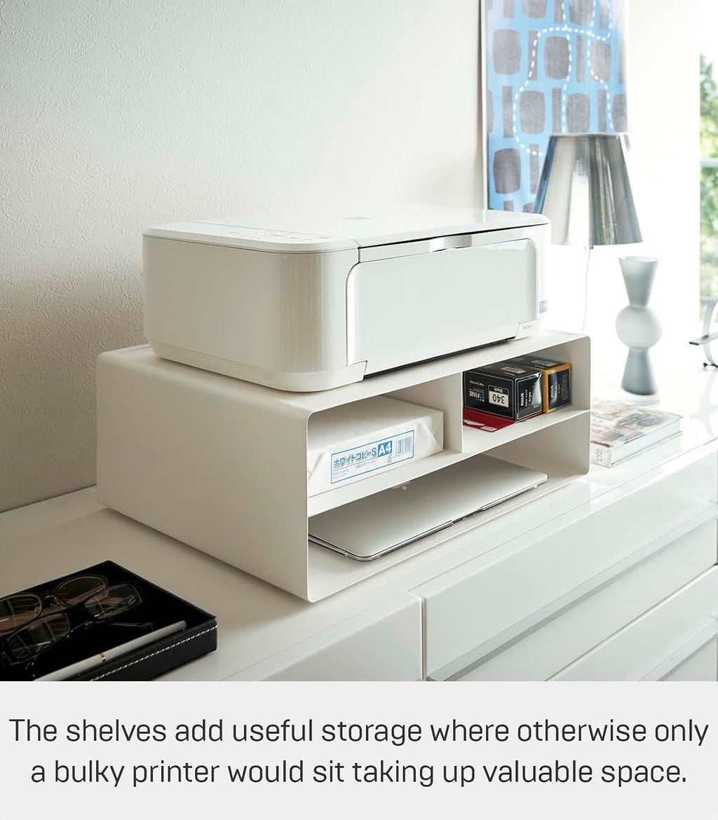 YAMAZAKI Home Desktop Printer Stand - Computer Accessory Office Organizer Steel One Size White