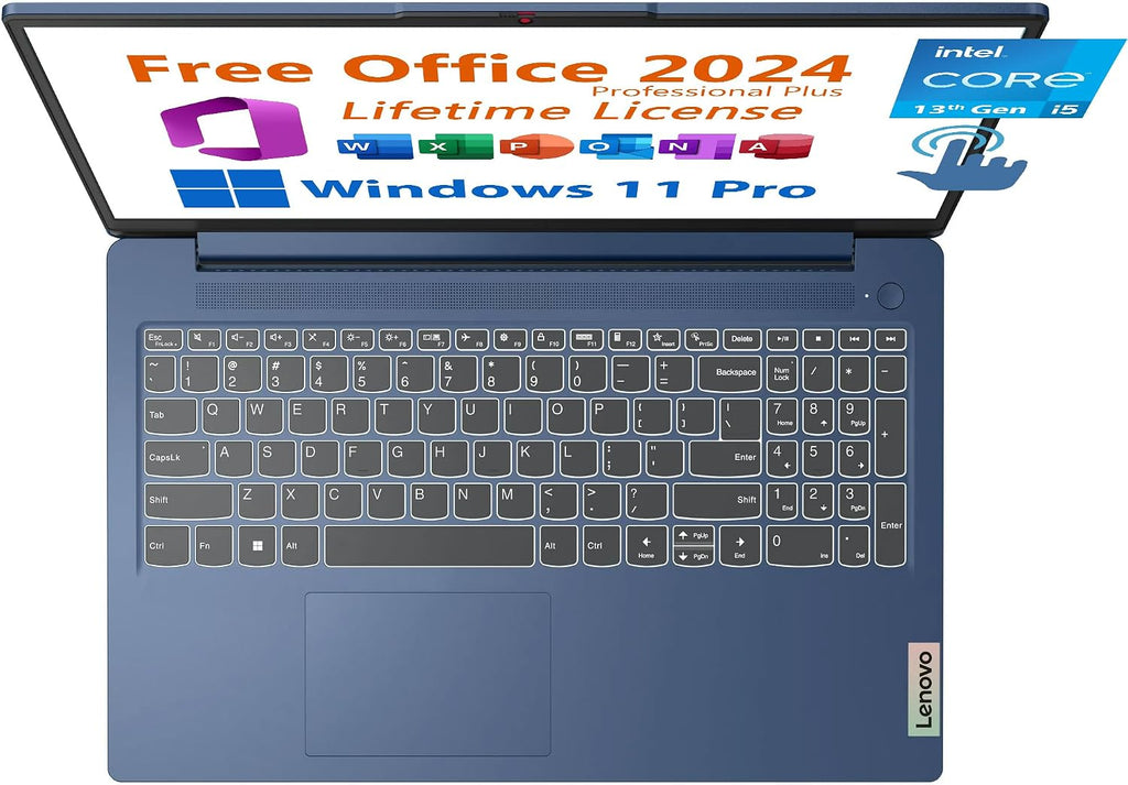 Lenovo 15.6' Laptop, Free Microsoft Office 2024 with Lifetime License, FHD Touchscreen, Intel 10-Core i5-1335U 4.6 GHz, 40GB RAM, 1TB SSD, WiFi 6, 7 hrs Battery Life, Windows 11 Pro, Toree Earbuds