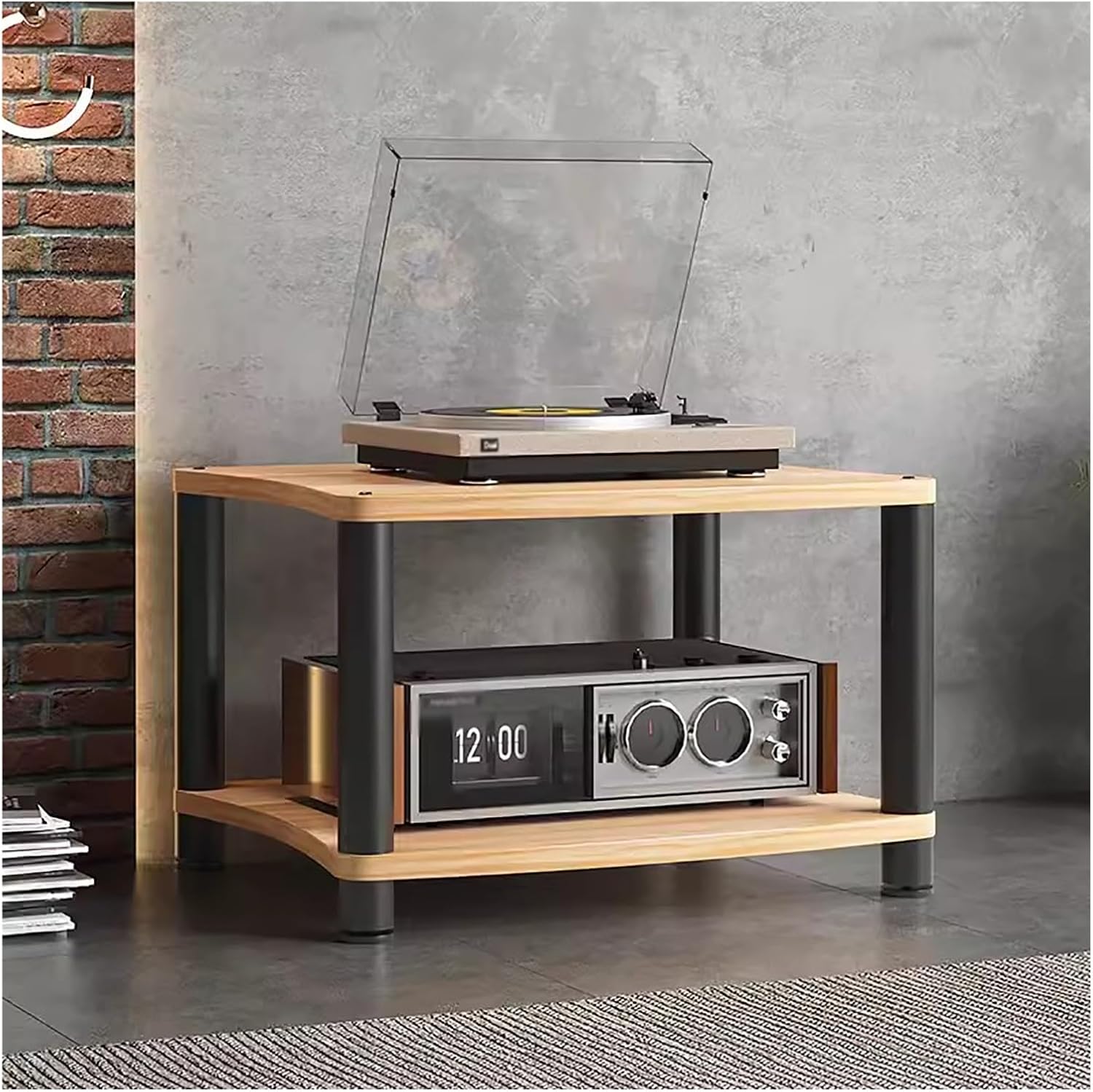 YLLFFLL Stereo Stands for Small Spaces/Living Room/Bedroom/Home, 1/2/3/4-tier Wooden & Metal Av Component Media Stand Stereo Cabinet, Heavy Duty Audio Equipment Rack(#1,2 Tier)