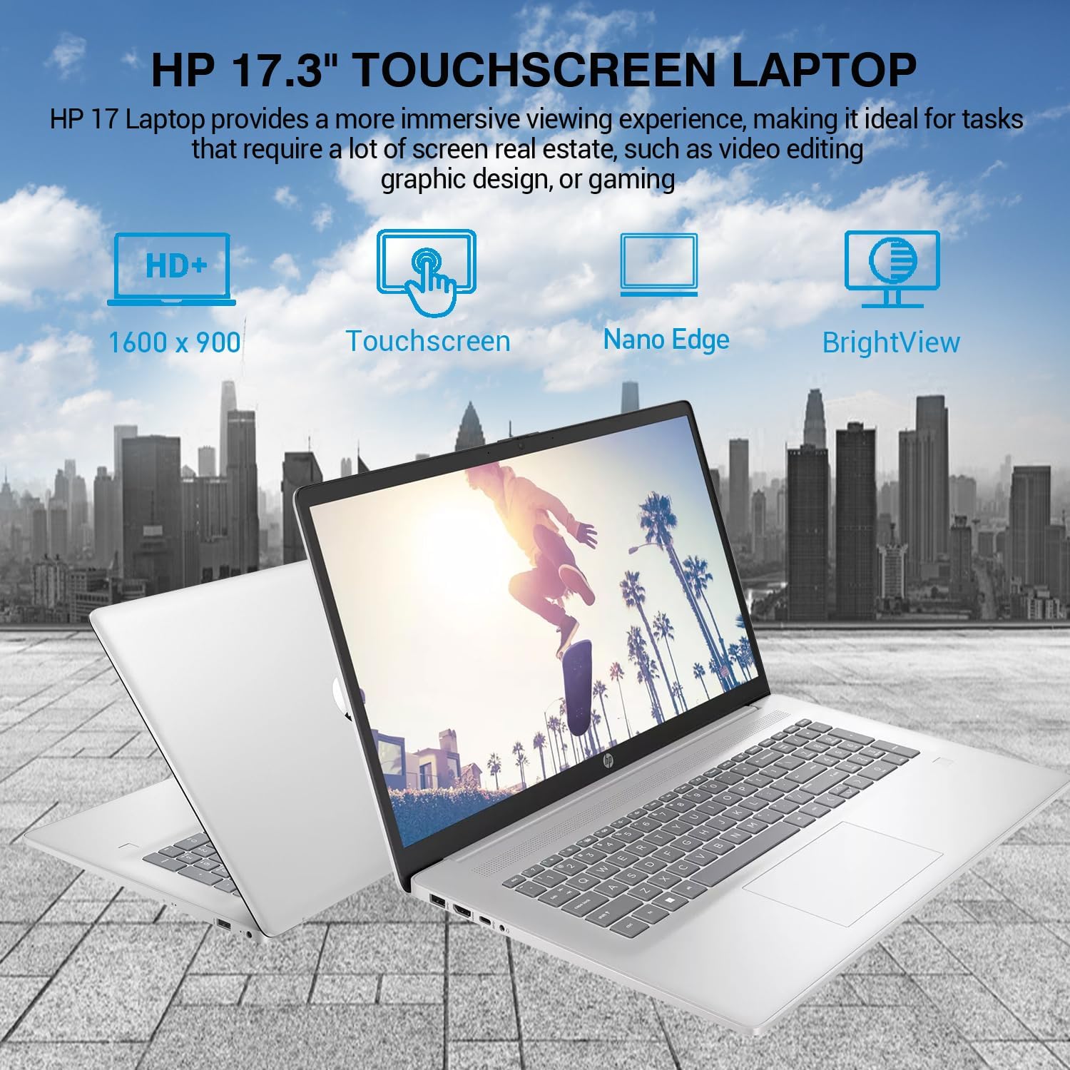 HP 17 Inch Laptop Touchscreen Computer, 17.3 HD+ Touch Screen Business Laptop, Intel Core i7, 64GB RAM 2TB SSD, Windows 11 Pro, Backlit Keyboard, Fingerprint
