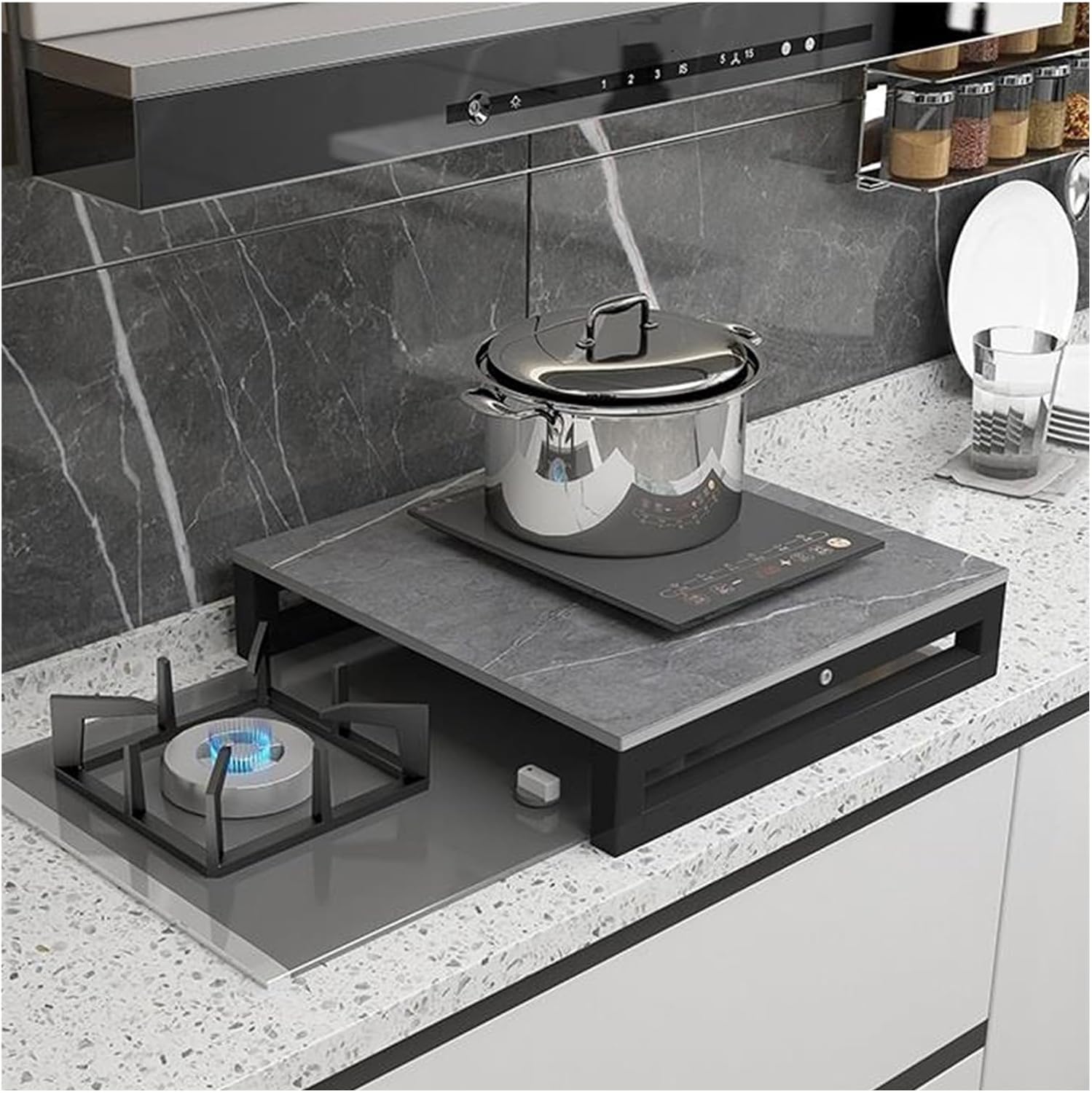 Gas Stove Cover Board 30 Inch Multi-Function Kitchen Storage Rack Heat-Resistant For Counter Space, Sink, Rv And Electric(A,40x50x9.6 CM)