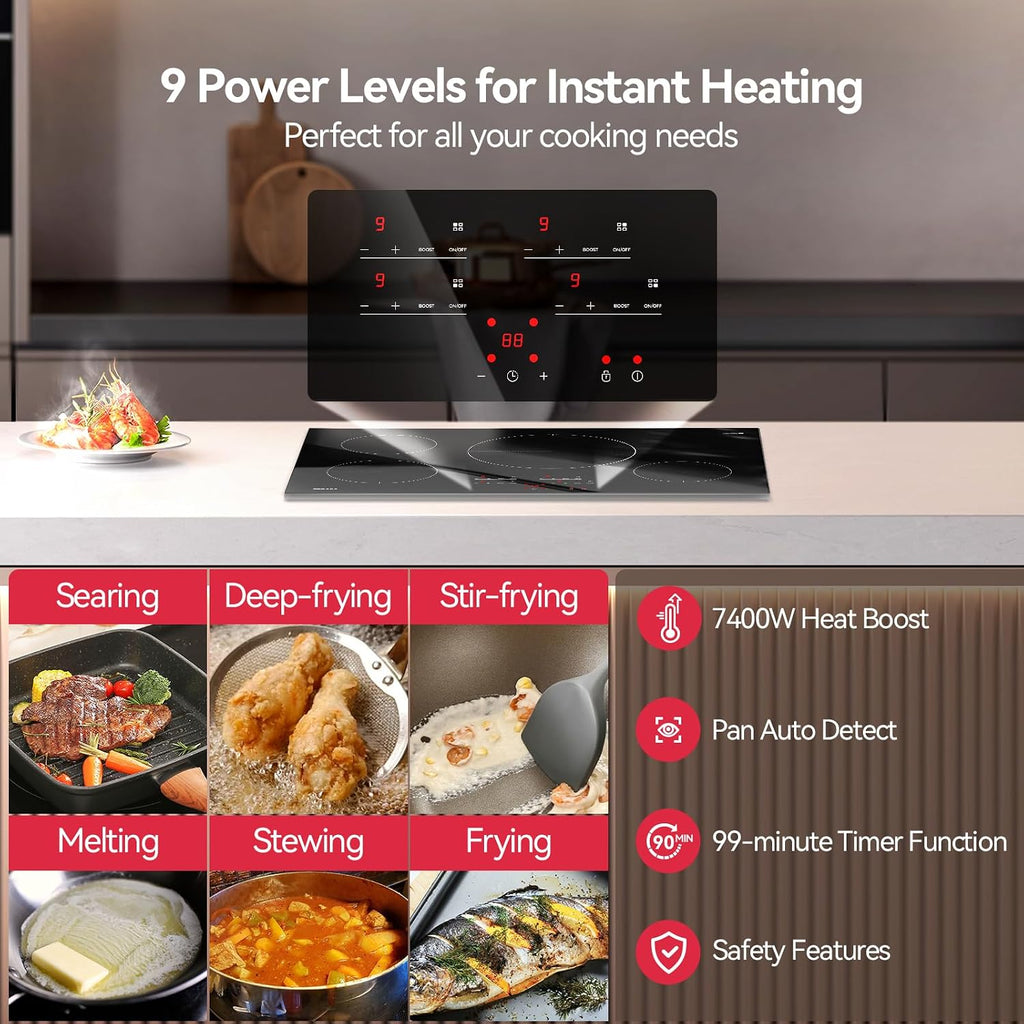 30 Inch Induction Cooktop with 4 Boost Burner & 32 inch Workstation Kitchen Sink