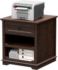 REDAYFUR Lateral File Cabinet 3 Drawer File Cabinet with Charging Station, Wood Lateral Filing Cabinet, Printer Stand with Open Adjustable Storage Shelves for Home Office, Cherry