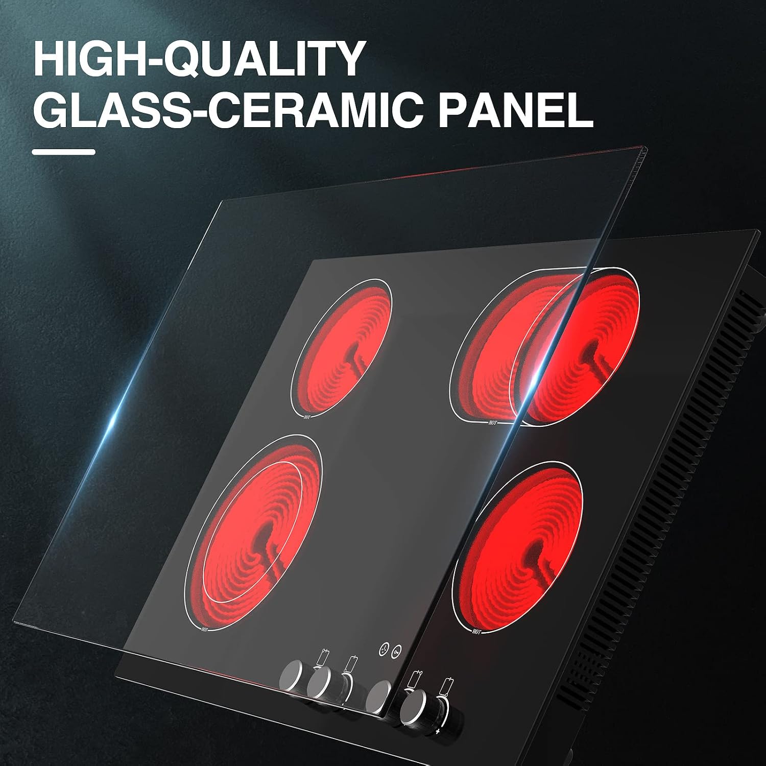 Electric Cooktop, 30 Inch Built-in Electric Smoothtop with 4 Elements, Touch & Knob Control, 9 Heating Levels, Child Lock, Timer, Hot Surface Indicator, 6800W Electric Stove Top Hot Plate