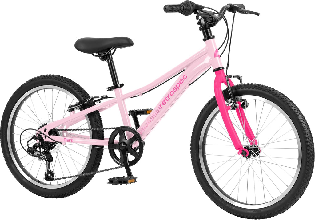 Retrospec Dart Kids Bike - 7-Speed Hybrid Bicycle for Ages 6-11 with 29in All-Season Tires & Shock Absorption - Adjustable Height Youth Bike with V-Brakes & Smooth Gear Shifting