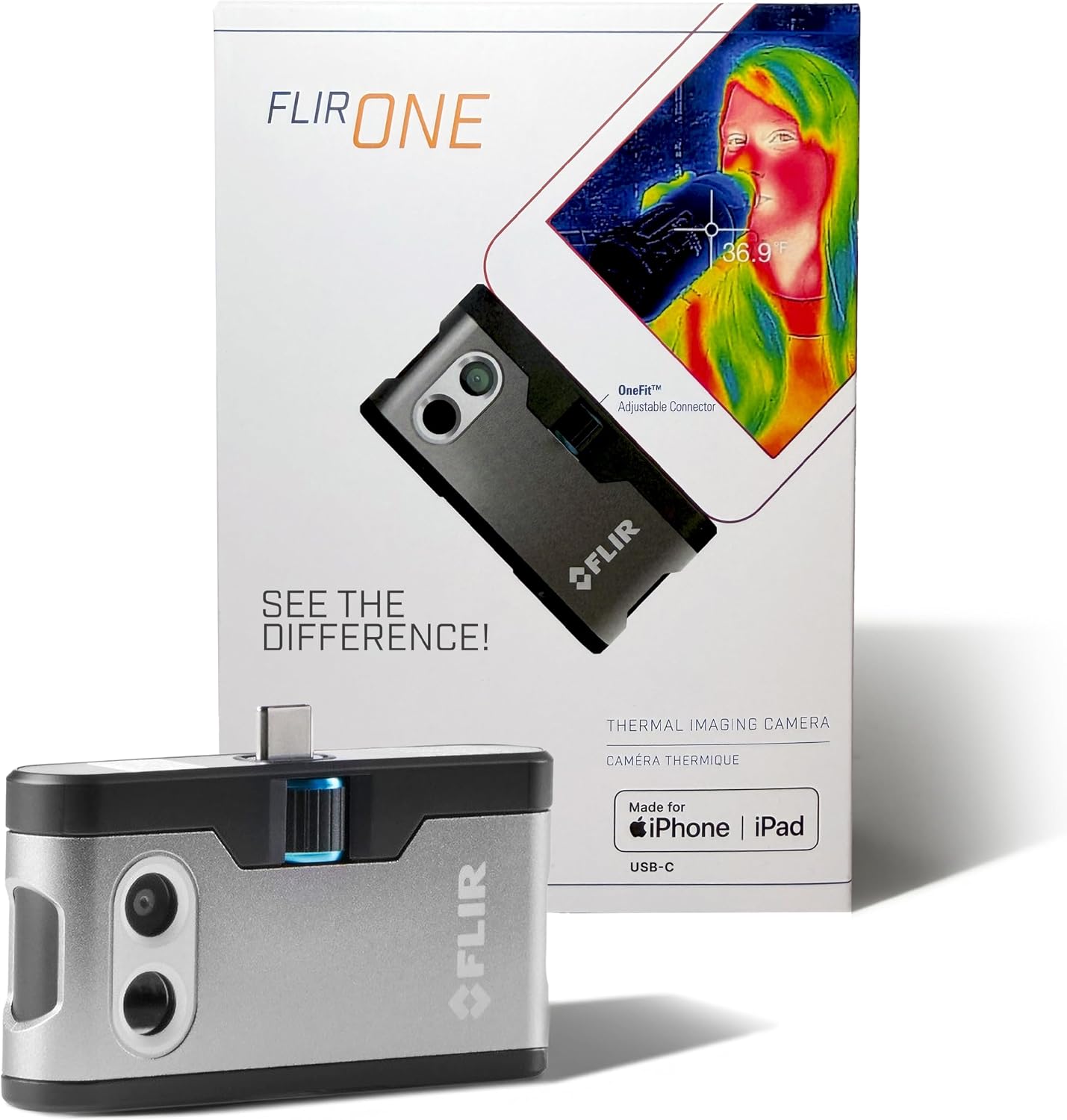 Flir One - Thermal Imaging Camera for iOS Smartphones (iPhone 15 and Newer w/USB-C), 240x180 Super Resolution (80x60 Native IR)