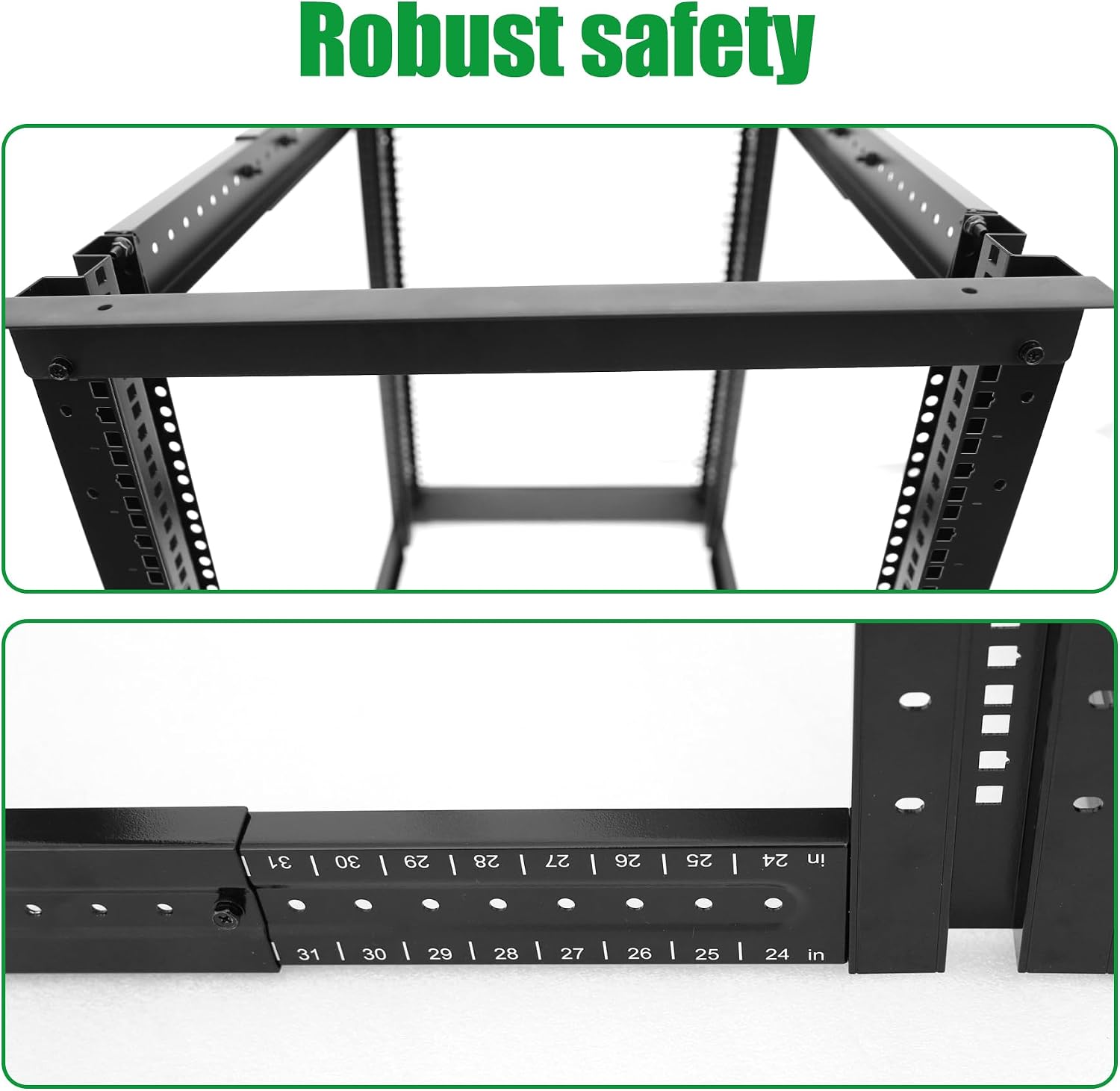 4-Post 27U Open Frame Server Rack for 19' IT Network Equipment & A/V Devices，22'-34' Adjustable Depth，Heavy Duty Free Standing Rack for Servers & AV Gear 4POST-N27U