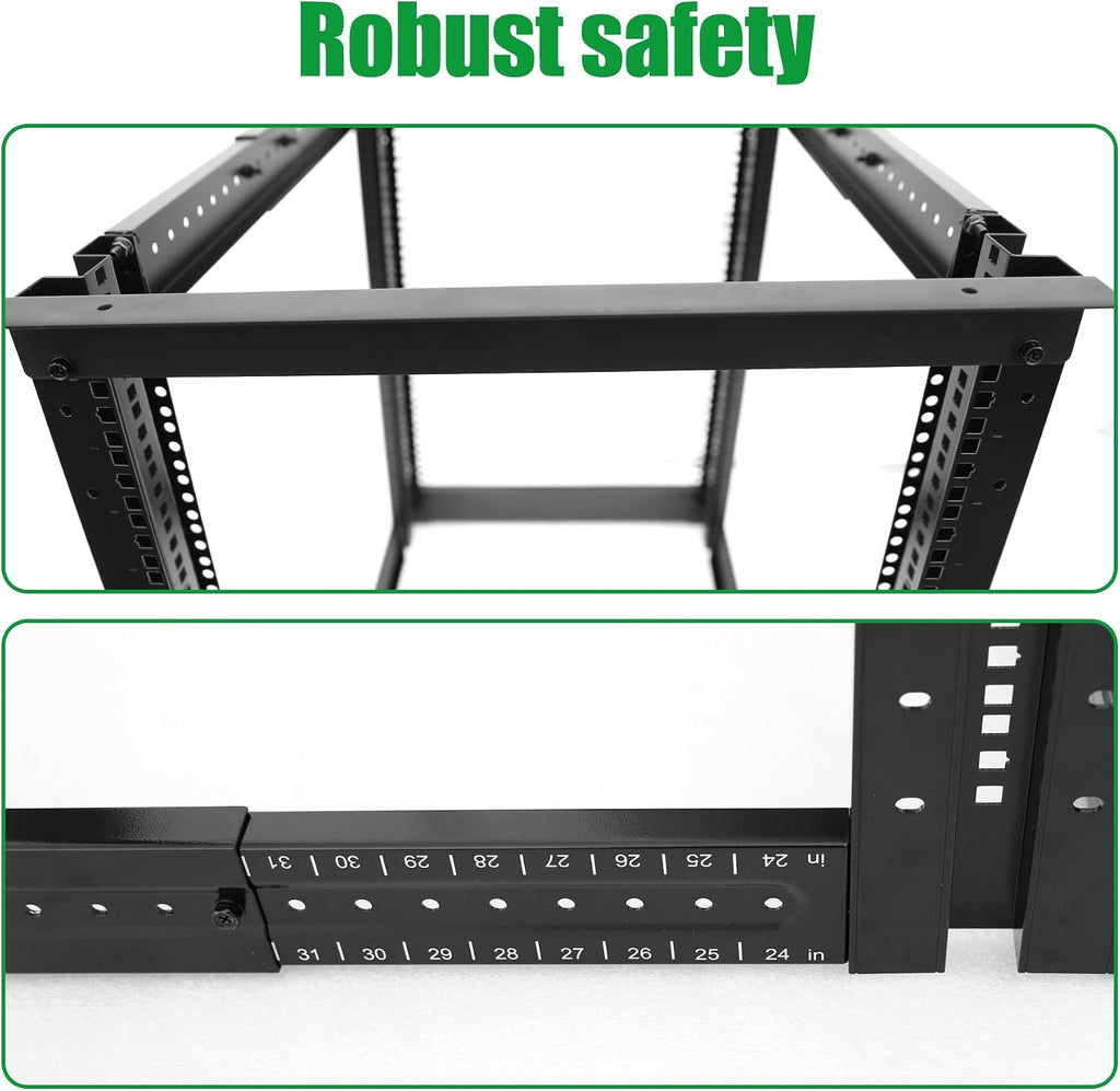 4-Post 42U Open Frame Server Rack for 19' IT Network Equipment & A/V Devices，22'-34' Adjustable Depth，Heavy Duty Free Standing Rack for Servers & AV Gear 4POST-N42U