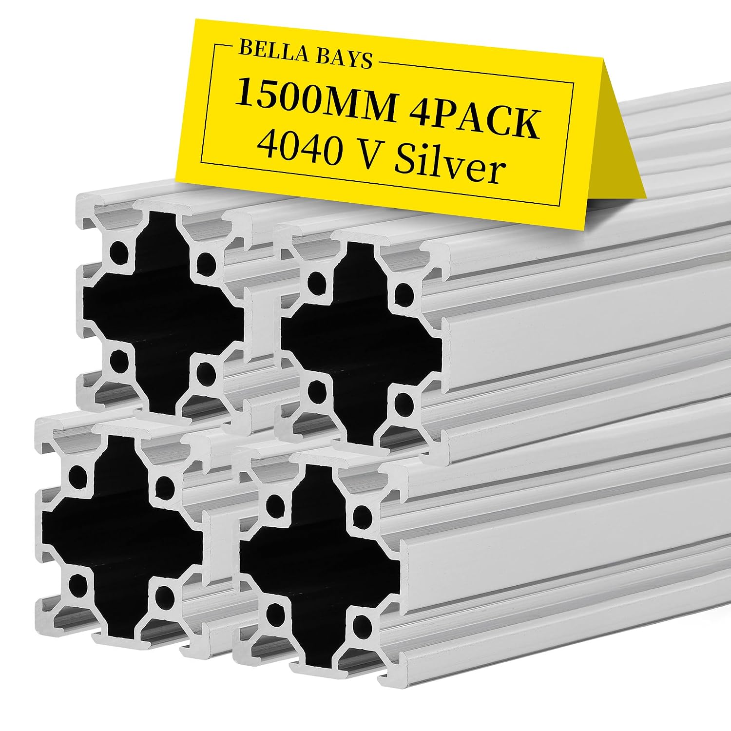 4pcs 4040 V Slot Aluminum Extrusion Profile 1500mm 59inch European Standard Anodized Extruded Linear Rail Guide Frame for DIY Workbenche Furniture Fitness Equipment Machinery Shelf Silver BELLA BAYS